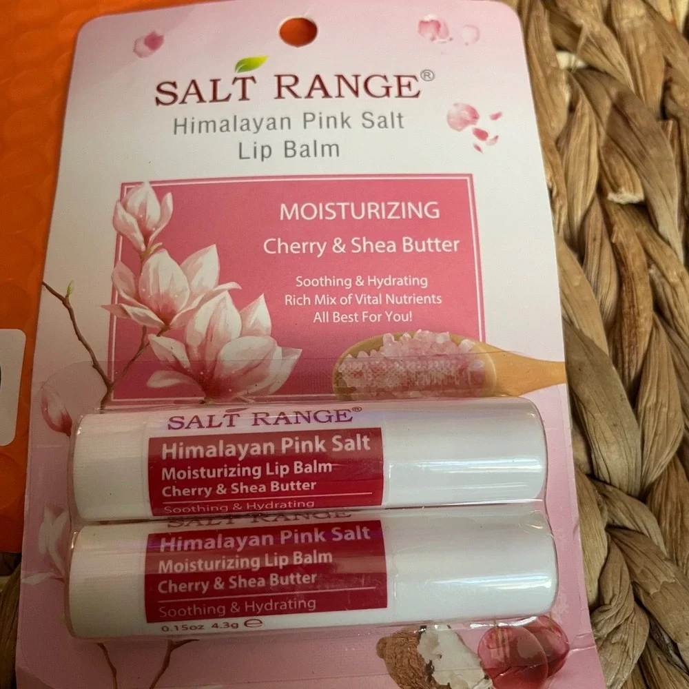 ✅ Himalayan Pink Salt Lip Balm Cherry & Shea Butter 2 Pack 0.15oz #️⃣0660